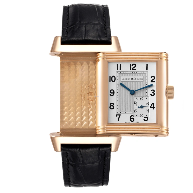 Jaeger-LeCoultre,Reverso 29x46.50mm,29x46.50mm,Rose Gold,Silver White,Handwound,Sapphire,Crystal Glass,Square,Q3012420