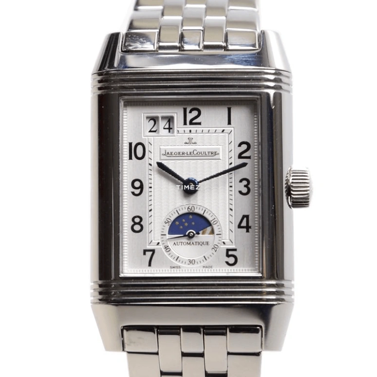 Jaeger-LeCoultre,Reverso 29x46.50mm,29x46.50mm,Stainless Steel,White,Automatic,Day,Dule Time,Big Date,Q3038120