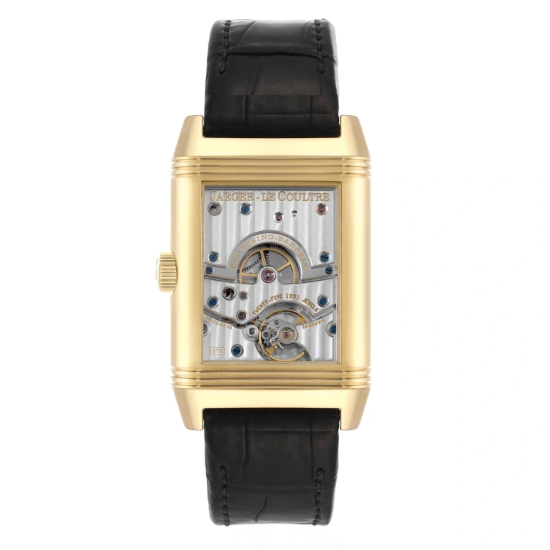 Jaeger-LeCoultre,Reverso 29x46.50mm,29x46.50mm,Yellow Gold,Silver White,Handwound,Day,Power Reserve Indicator,q3001420