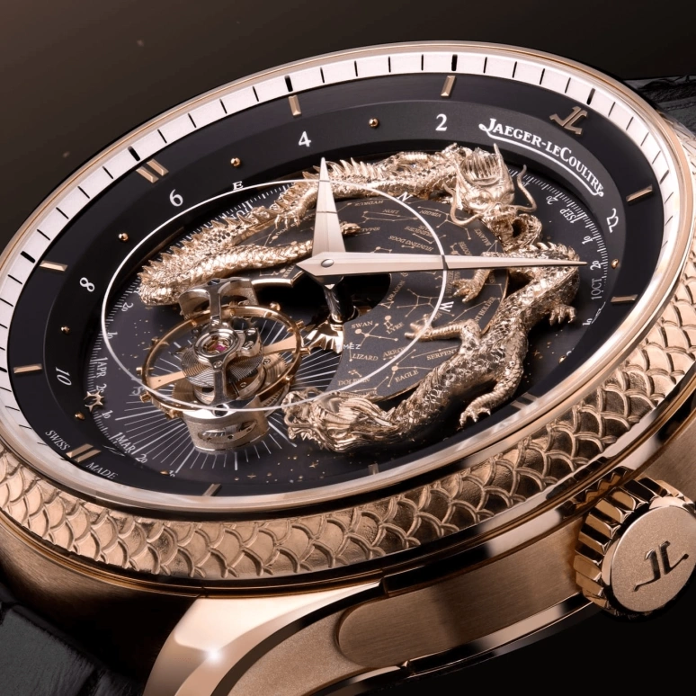 Jaeger-LeCoultre,Master Hybris Artistica 45mm,45mm,Rose Gold,Black,Rose Gold,Handwound,Annual Calendar,Month,World Time,Tourbillon,40hours,In-house Caliber,Q52624A3