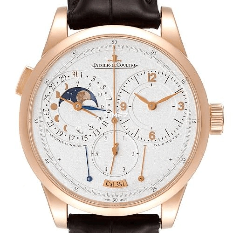 Jaeger-LeCoultre,Duomètre 42mm,42mm,Pink Gold,Silver,Handwound,Moonphase,Date,Day,Power Reserve Indicator,50hours,In-house Caliber,Q6042521