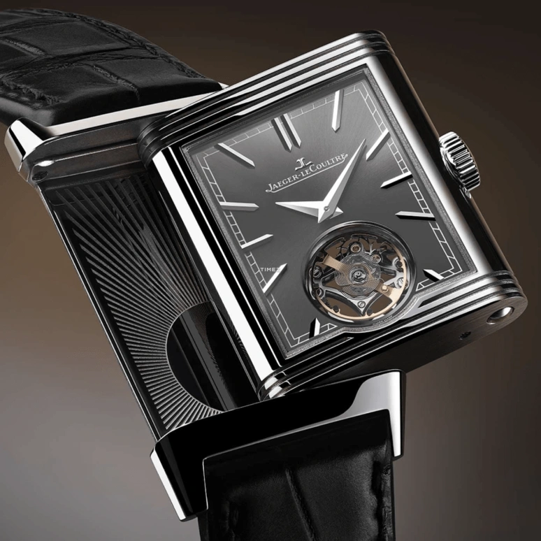 Jaeger-LeCoultre,Reverso 45.50x27.40mm,45.50x27.40mm,Stainless Steel,Grey,Handwound,Dule Time,Tourbillon,Day / Night Indication,Q392845J
