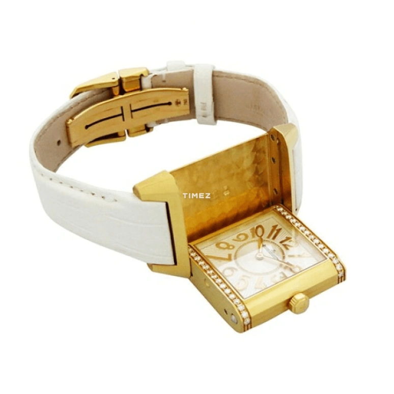 Jaeger-LeCoultre,Reverso 42x28.80mm,42x28.80mm,Yellow Gold,Silver,Quartz,In-house Caliber,Sapphire,Crystal Glass,Q7031420