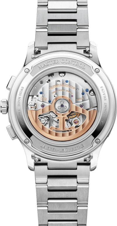 Jaeger-LeCoultre,Master 40mm,40mm,Stainless Steel,Silver,Automatic,Chronograph,Moonphase,Month,Date,65hours,In-house Caliber,Q413813J