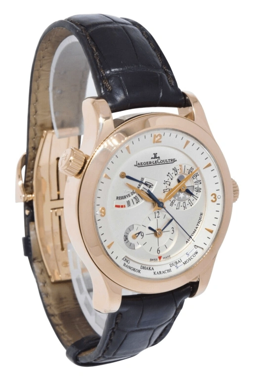 Jaeger-LeCoultre,Master 40mm,40mm,Rose Gold,Silver,Grey,Automatic,Day,Power Reserve Indicator,Dule Time,World Time,In-house Caliber,Sapphire,Crystal Glass,Q1502420