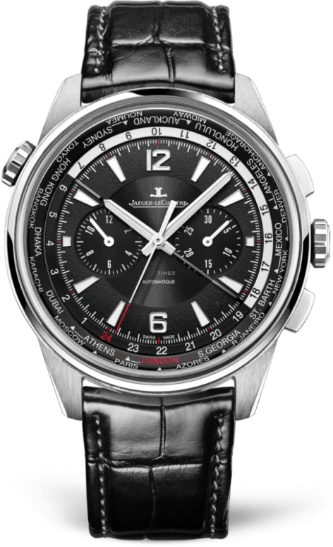 Jaeger-LeCoultre,Polaris 44mm,44mm,Stainless Steel,Black,Automatic,Chronograph,World Time,Column Wheel,905T470