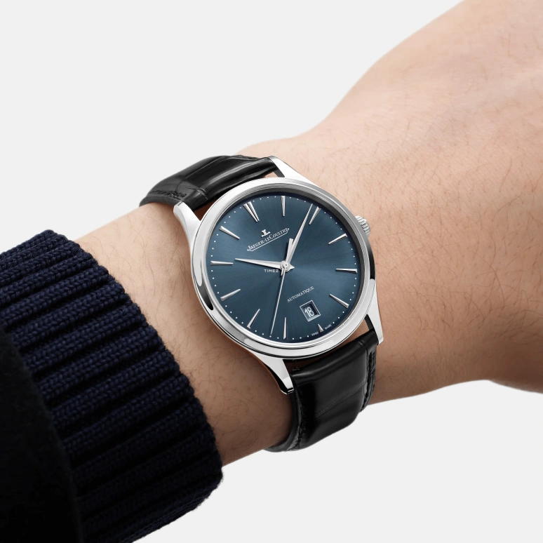 Jaeger-LeCoultre,Master Ultra Thin 39mm,39mm,Stainless Steel,Blue,Automatic,Day,43hours,Q1238481