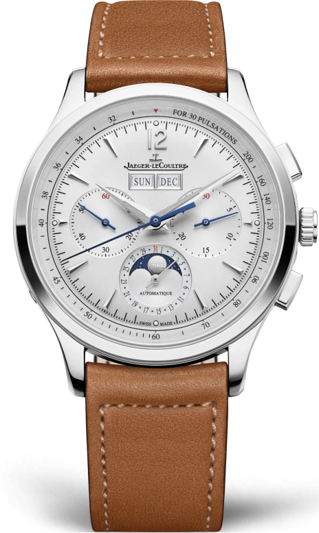 Jaeger-LeCoultre,Master 40mm,40mm,Stainless Steel,Silver,Automatic,Chronograph,Moonphase,Month,Date,65hours,In-house Caliber,Q4138130