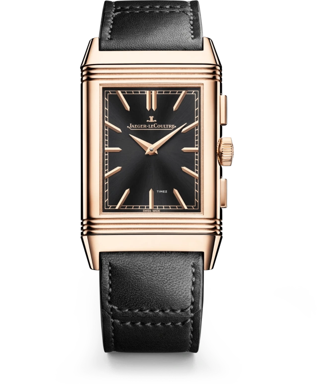 Jaeger-LeCoultre,Reverso 49.40x29.90mm,49.40x29.90mm,Rose Gold,Black,Handwound,Chronograph,Rectangular,Robert Downey Jr.,Q389257J