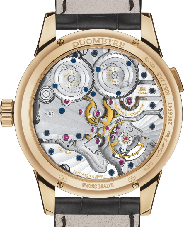 Jaeger-LeCoultre,Duomètre 42mm,42mm,Pink Gold,Silver,Handwound,Moonphase,Date,Day,Power Reserve Indicator,50hours,In-house Caliber,Q604242J