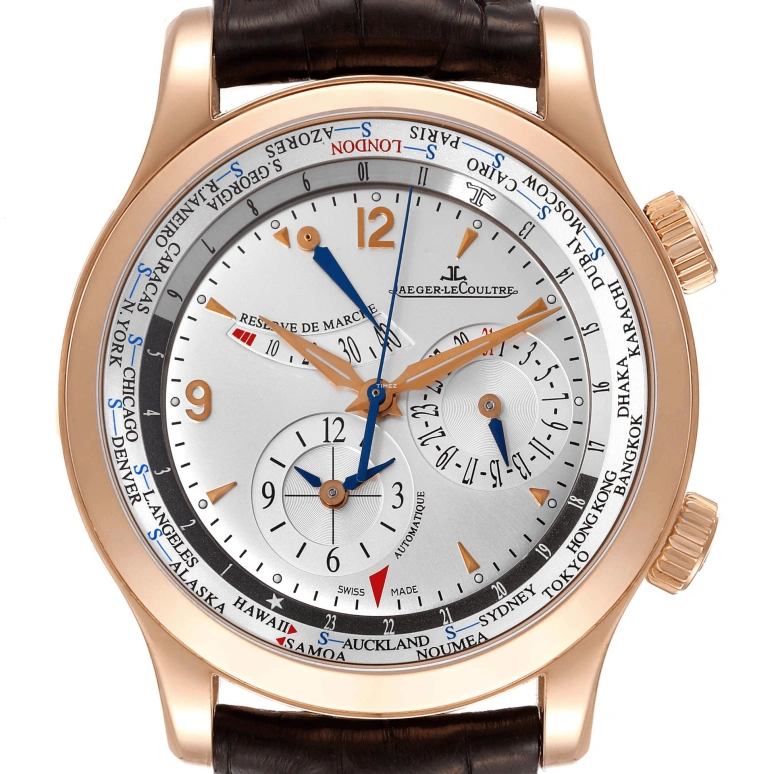 Jaeger-LeCoultre,Master 41.50mm,41.50mm,Rose Gold,Silver White,Automatic,Day,Power Reserve Indicator,World Time,Q1522420