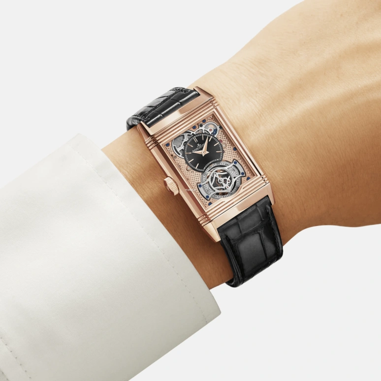Jaeger-LeCoultre,Reverso 45.50x27.40mm,45.50x27.40mm,Rose Gold,Silver,Handwound,Dule Time,Tourbillon,Q392243J