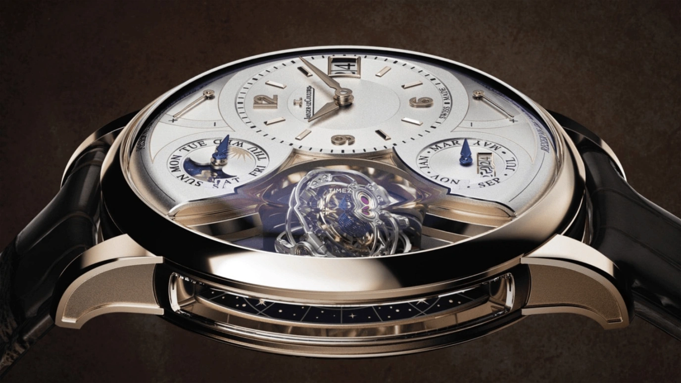 Jaeger-LeCoultre,Duomètre 34.30mm,34.30mm,Rose Gold,Grey,Handwound,Moonphase,Perpetual Calendar,Annual Calendar,Month,Sapphire,Crystal Glass,Round,Q6202420