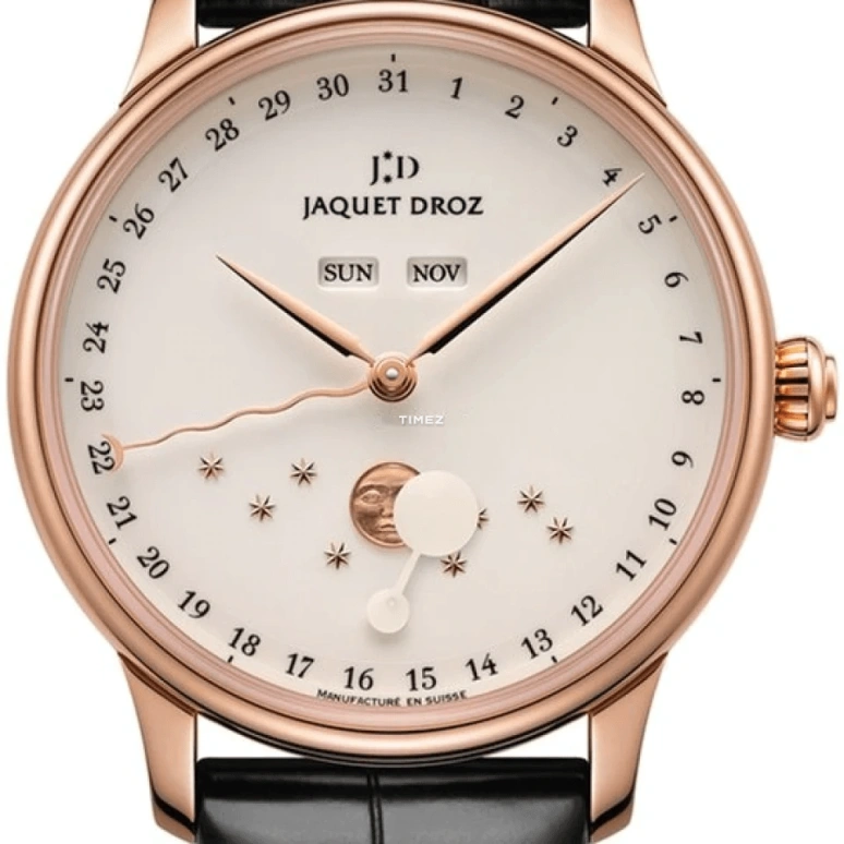 Jaquet Droz,Astrale 43mm,43mm,Red Gold,White,Automatic,Moonphase,Month,Date,Day,Sapphire,Crystal Glass,Round,J012633203