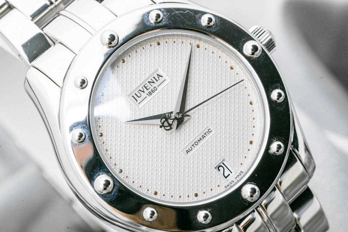 Juvenia,Planet 36mm,36mm,Stainless Steel,White,Automatic,Day,Sapphire,P5A4,P5A4.4.054.06