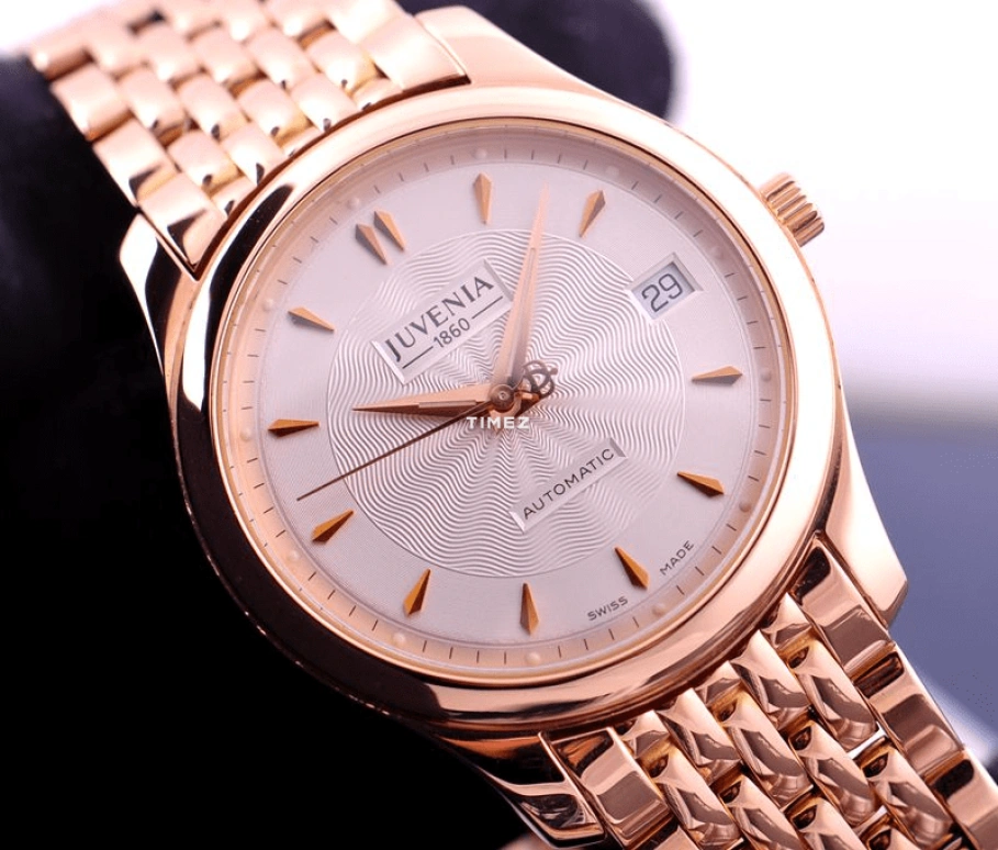 Juvenia,Classique 9 35.20mm,35.20mm,Rose Gold,White,Automatic,Day,Big Date,9694,9694.6.355.04
