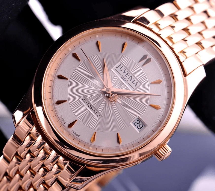 Juvenia,Classique 9 35.20mm,35.20mm,Rose Gold,White,Automatic,Day,Big Date,9694,9694.6.355.04