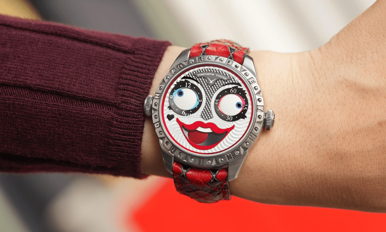 Konstantin Chaykin,Wristmons 40mm,40mm,Stainless Steel,Grey,Black,Red,Automatic,Moonphase,Sapphire,Crystal Glass,Harley Quinn