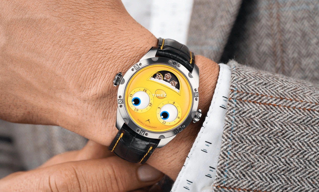 Konstantin Chaykin,Wristmons 40mm,40mm,Stainless Steel,Yellow,Automatic,Moonphase,Date,Kolobok