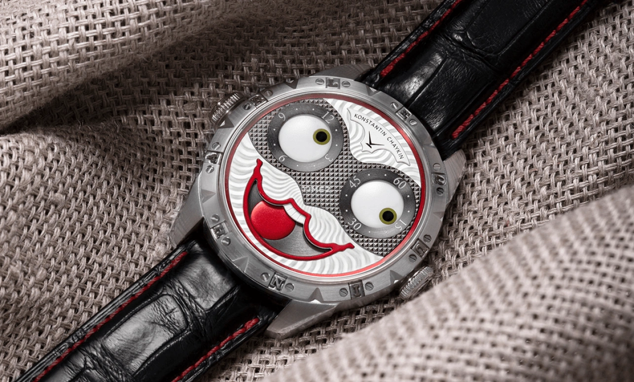 Konstantin Chaykin,Wristmons 42mm,42mm,Stainless Steel,Silver,Grey,Red,Automatic,Moonphase,Sapphire,Crystal Glass,Harlequin Ventuno