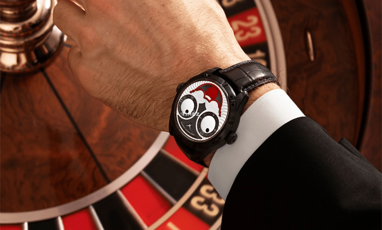 Konstantin Chaykin,Wristmons 42mm,42mm,Stainless Steel,White,Red,Grey,Automatic,Moonphase,Sapphire,Crystal Glass,Joker Black Bet 