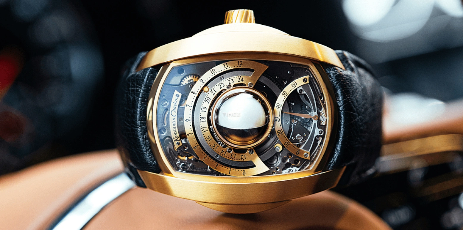 Konstantin Chaykin,Lunokhod 47.70mm,47.70mm,Rose Gold,Skeleton,Handwound,Moonphase,Day / Night Indication,Lunokhod Prime