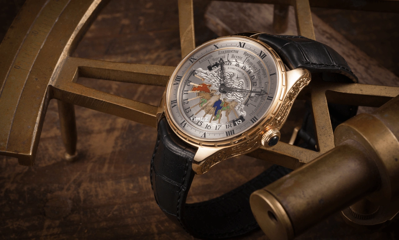 Konstantin Chaykin,Russian Time 44mm,44mm,Rose Gold,White,Handwound,Dule Time,Day / Night Indication,Russian Time,Russian Time. Krusenstern