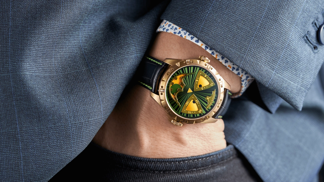Konstantin Chaykin,Wristmons 42mm,42mm,Bronze,Green,Yellow,Automatic,Moonphase,Sapphire,Crystal Glass,Green Halloween