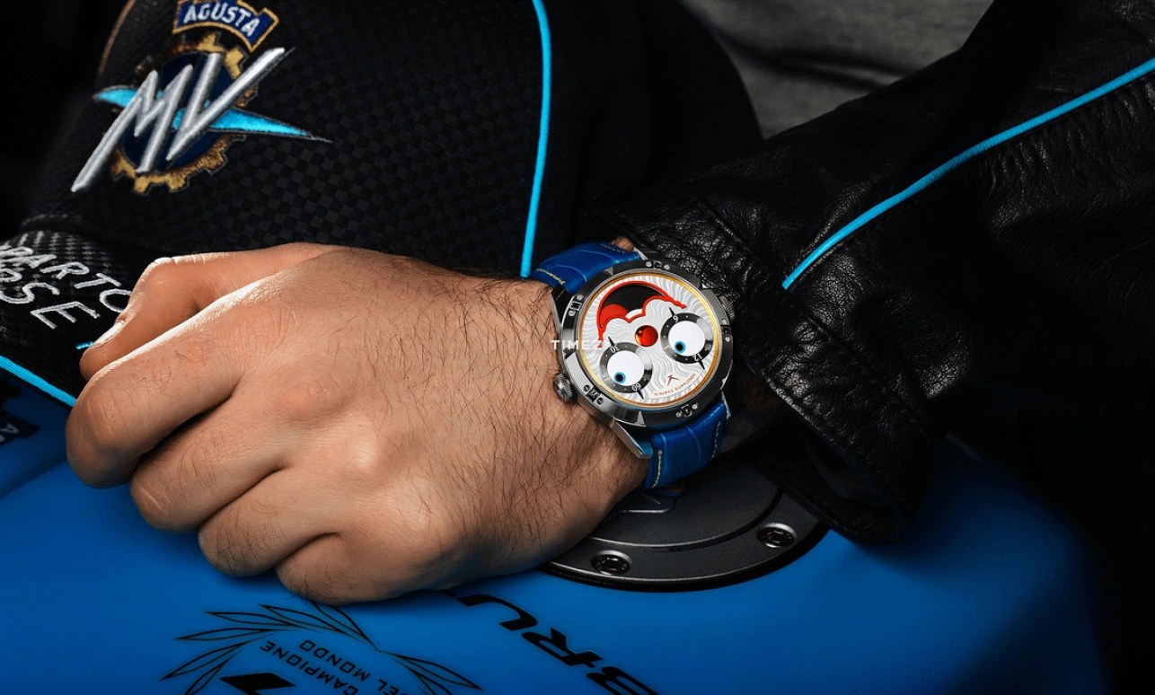 Konstantin Chaykin,Wristmons 42mm,42mm,Stainless Steel,Silver,White,Red,Automatic,Moonphase,Sapphire,Crystal Glass,Clown II Audacity