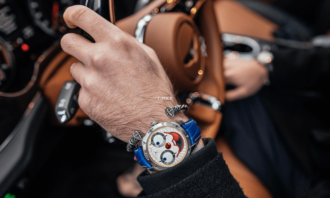 Konstantin Chaykin,Wristmons 42mm,42mm,Stainless Steel,Silver,White,Red,Automatic,Moonphase,Sapphire,Crystal Glass,Clown II Audacity