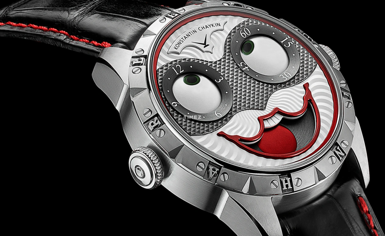 Konstantin Chaykin,Wristmons 42mm,42mm,Stainless Steel,Silver,Grey,Red,Automatic,Moonphase,Sapphire,Crystal Glass,Harlequin Ventuno