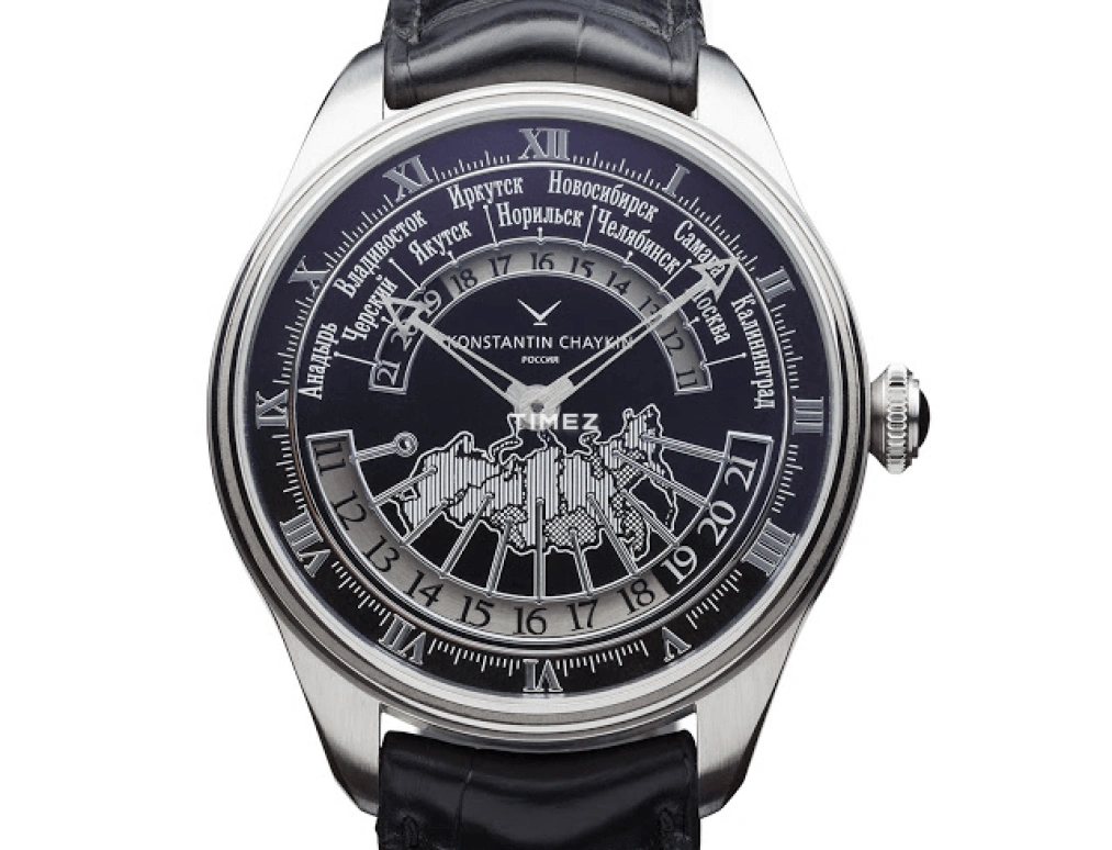 Konstantin Chaykin,Russian Time 44mm,44mm,Stainless Steel,Black,Handwound,Dule Time,Day / Night Indication,Russian Time