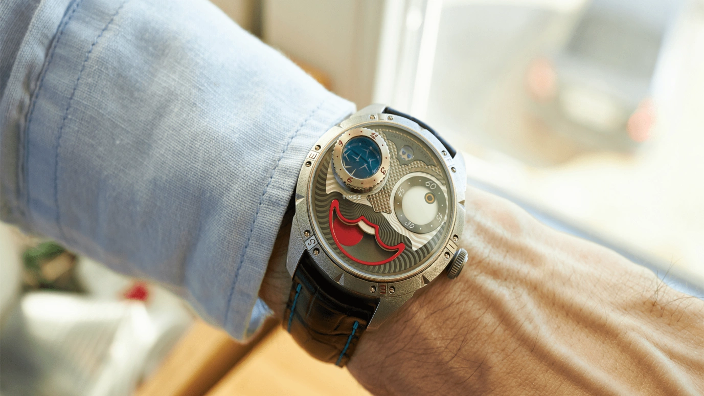 Konstantin Chaykin,Wristmons 42mm,42mm,Stainless Steel,Grey,White,Red,Handwound,Moonphase,Date,Joker Selfie Only Watch 2019
