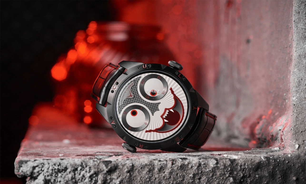 Konstantin Chaykin,Wristmons 42mm,42mm,Stainless Steel,White,Black,Red,Automatic,Moonphase,Sapphire,Crystal Glass,Dracula