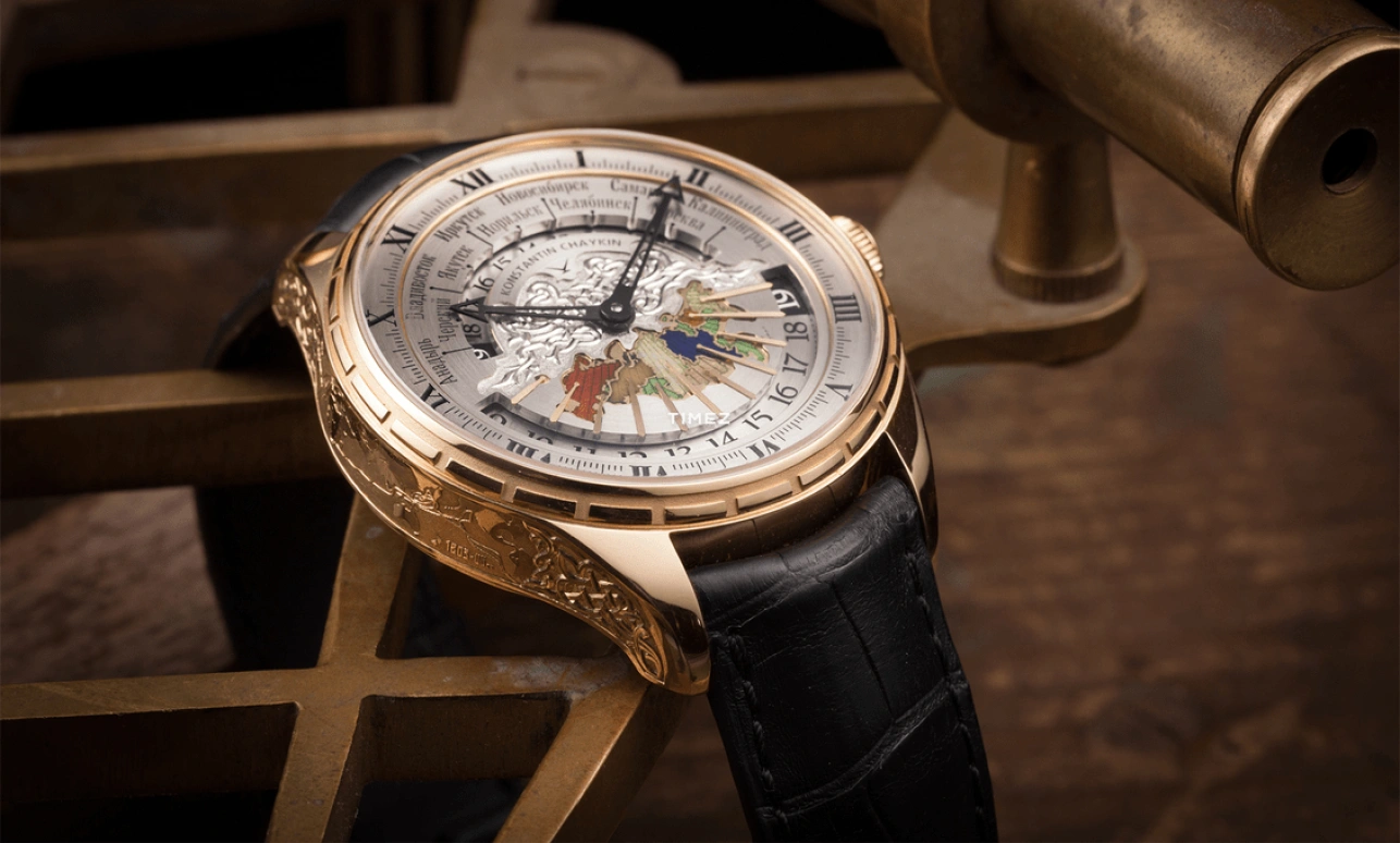 Konstantin Chaykin,Russian Time 44mm,44mm,Rose Gold,White,Handwound,Dule Time,Day / Night Indication,Russian Time,Russian Time. Krusenstern