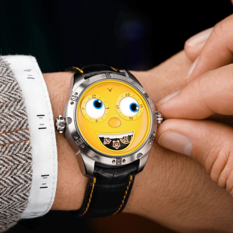 Konstantin Chaykin,Wristmons 40mm,40mm,Stainless Steel,Yellow,Automatic,Moonphase,Date,Kolobok