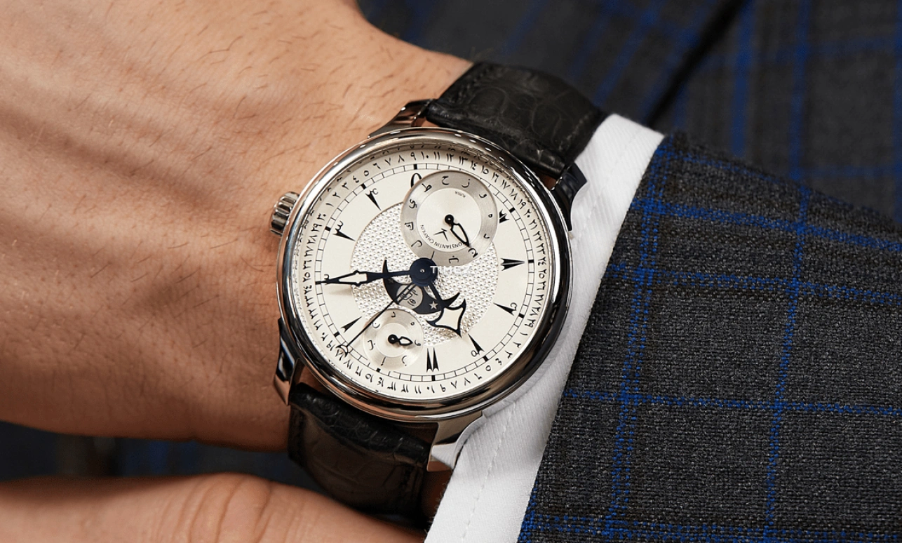Konstantin Chaykin,Hijra 42mm,42mm,Stainless Steel,Silver White,Handwound,Moonphase,Day,Power Reserve Indicator,Dule Time,Sapphire,Crystal Glass,Round,Hijra