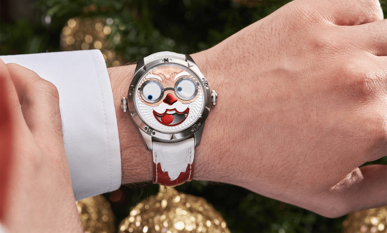 Konstantin Chaykin,Wristmons 42mm,42mm,Stainless Steel,White,khaki,Red,Automatic,Moonphase,Sapphire,Crystal Glass,Santa