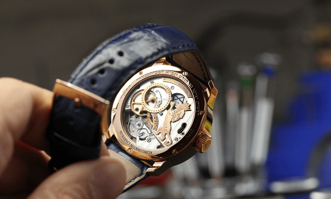 Konstantin Chaykin,Decalogue 40mm,40mm,Rose Gold,Blue,White,Handwound,Moonphase,Sapphire,Crystal Glass,Decalogue Rega