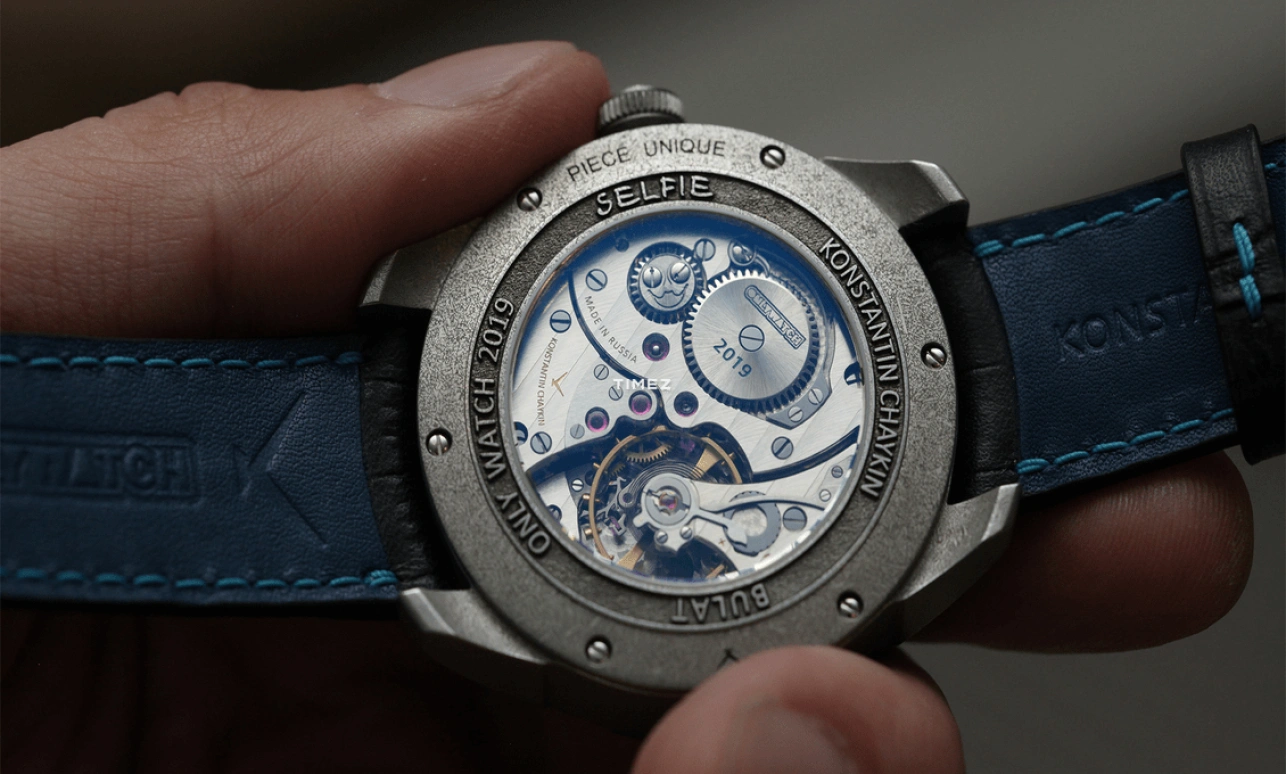 Konstantin Chaykin,Wristmons 42mm,42mm,Stainless Steel,Grey,White,Red,Handwound,Moonphase,Date,Joker Selfie Only Watch 2019