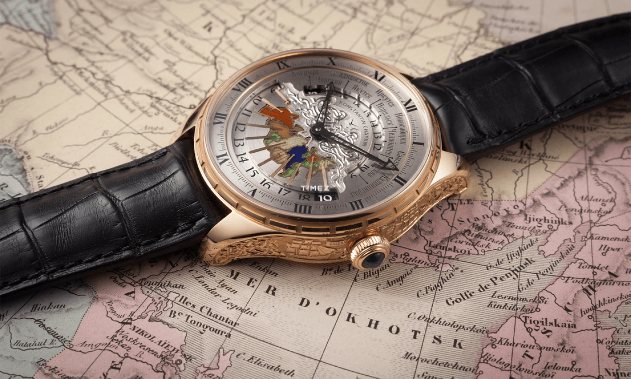 Konstantin Chaykin,Russian Time 44mm,44mm,Rose Gold,White,Handwound,Dule Time,Day / Night Indication,Russian Time,Russian Time. Krusenstern