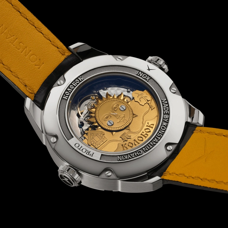 Konstantin Chaykin,Wristmons 40mm,40mm,Stainless Steel,Yellow,Automatic,Moonphase,Date,Kolobok