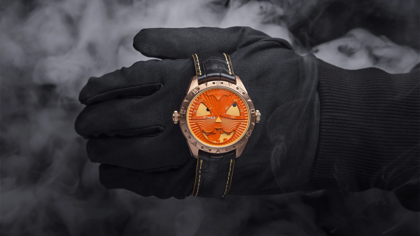 Konstantin Chaykin,Wristmons 42mm,42mm,Bronze,Orange,Yellow,Automatic,Moonphase,Sapphire,Crystal Glass,Pumpkin Head Special Halloween 2017
