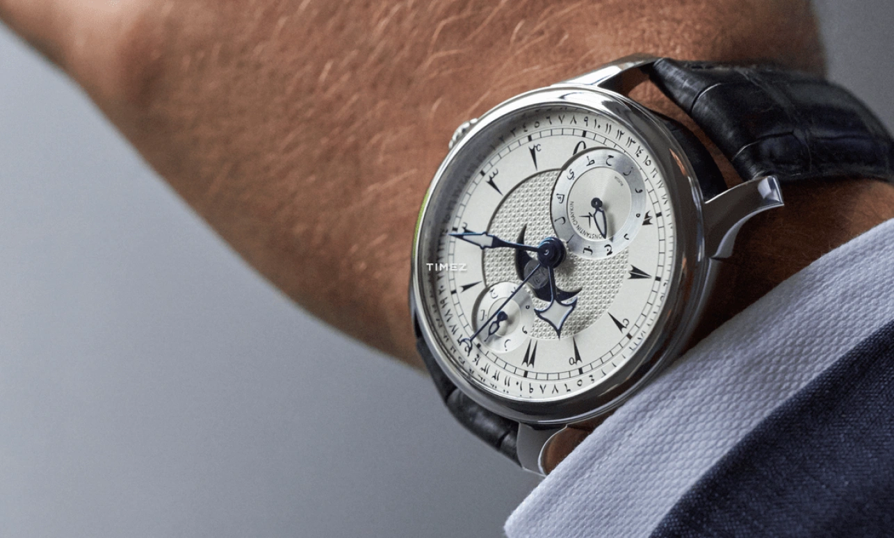 Konstantin Chaykin,Hijra 42mm,42mm,Stainless Steel,Silver White,Handwound,Moonphase,Day,Power Reserve Indicator,Dule Time,Sapphire,Crystal Glass,Round,Hijra