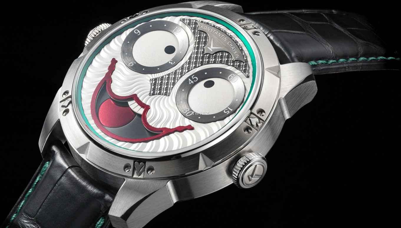 Konstantin Chaykin,Wristmons 42mm,42mm,Titanium,Silver,Grey,Red,Automatic,Moonphase,Sapphire,Crystal Glass,Joker Titanium