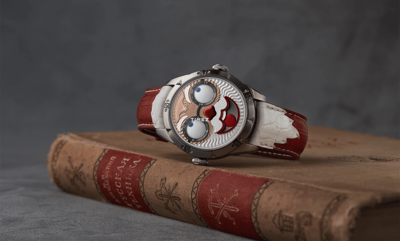 Konstantin Chaykin,Wristmons 42mm,42mm,Stainless Steel,White,khaki,Red,Automatic,Moonphase,Sapphire,Crystal Glass,Santa