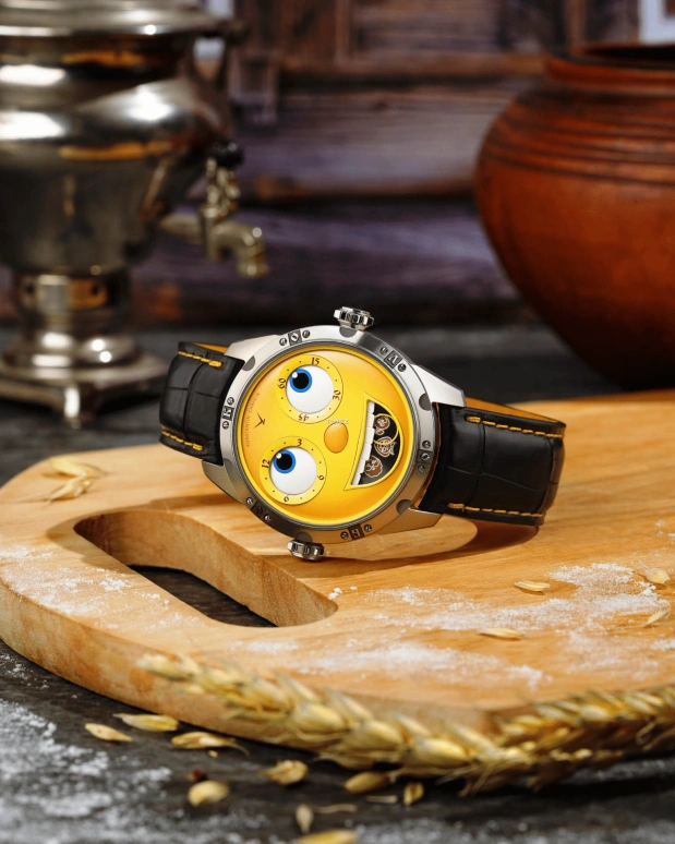 Konstantin Chaykin,Wristmons 40mm,40mm,Stainless Steel,Yellow,Automatic,Moonphase,Date,Kolobok