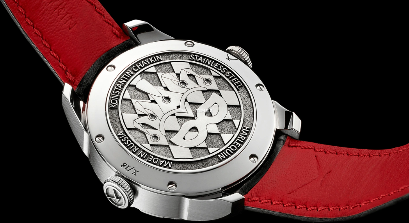 Konstantin Chaykin,Wristmons 42mm,42mm,Stainless Steel,Silver,Grey,Red,Automatic,Moonphase,Sapphire,Crystal Glass,Harlequin Ventuno
