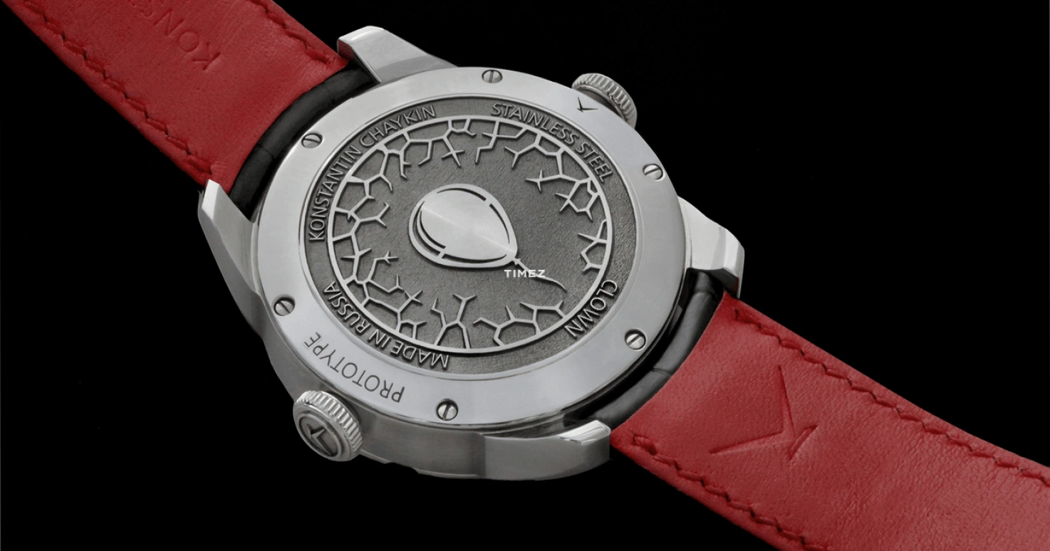 Konstantin Chaykin,Wristmons 42mm,42mm,Stainless Steel,White,Red,Grey,Automatic,Moonphase,Sapphire,Crystal Glass,Clown