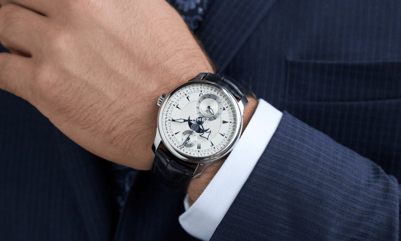 Konstantin Chaykin,Hijra 42mm,42mm,Stainless Steel,Silver White,Handwound,Moonphase,Day,Power Reserve Indicator,Dule Time,Sapphire,Crystal Glass,Round,Hijra
